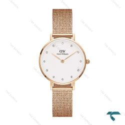 ساعت دنیل ولینگتون زنانه گرد حصیری مینی رزگلد DW-6640-28-L