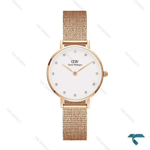 ساعت دنیل ولینگتون زنانه گرد حصیری مینی رزگلد DW-6640-28-L