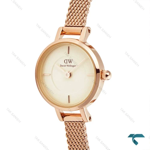 ساعت دنیل ولینگتون زنانه گرد حصیری مینی رزگلد صفحه نباتی DW-6648-L