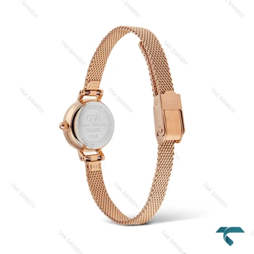 ساعت دنیل ولینگتون زنانه گرد حصیری مینی رزگلد صفحه نباتی DW-6648-L