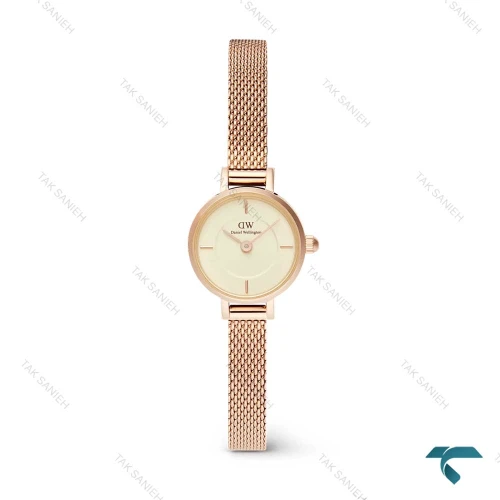 ساعت دنیل ولینگتون زنانه گرد حصیری مینی رزگلد صفحه نباتی DW-6648-L