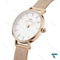 ساعت مچی زنانه DW مینی گرد رزگلد حصیری DW-6650-L
