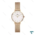ساعت مچی زنانه DW مینی گرد رزگلد حصیری DW-6650-L