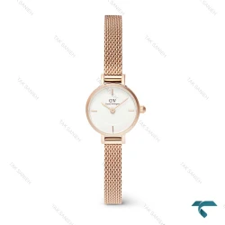 ساعت دنیل ولینگتون زنانه مینی گرد حصیری رزگلد صفحه سفید DW-6655-L