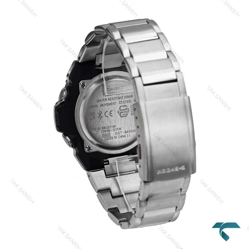 ساعت کاسیو جیشاک GST-B400 مردانه نقره ای صفحه قرمز Casio-6666-G