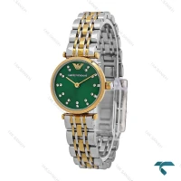 ساعت زنانه امپریو آرمانی مینی دورنگ طلایی صفحه سبز نگینی Armani-6682-L