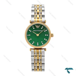 ساعت زنانه امپریو آرمانی مینی دورنگ طلایی صفحه سبز نگینی Armani-6682-L