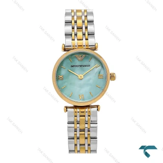 ساعت زنانه امپریو آرمانی مینی دورنگ طلایی صفحه سبزآبی Armani-6683-L