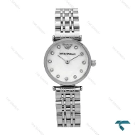 ساعت زنانه امپریو آرمانی مینی سیلور صفحه سفید نگینی Armani-6686-L