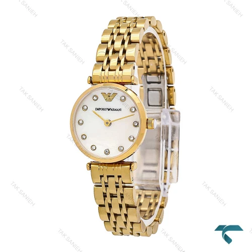 ساعت زنانه امپریو آرمانی مینی طلایی صفحه سفید صدفی Armani-6687-L