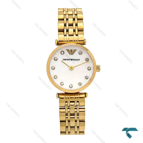 ساعت زنانه امپریو آرمانی مینی طلایی صفحه سفید صدفی Armani-6687-L