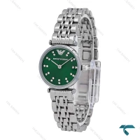 ساعت زنانه امپریو آرمانی مینی نقره ای صفحه سبز نگینی Armani-6689-L