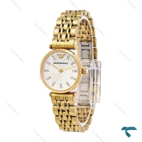 ساعت زنانه امپریو آرمانی مینی طلایی صفحه نقره ای نگین Armani-6690-L
