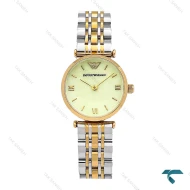 ساعت زنانه امپریو آرمانی مینی دو رنگ طلایی صفحه نباتی خطی Armani-6693-L
