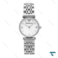 ساعت زنانه امپریو آرمانی مینی نقره ای صفحه سفید خطی Armani-6695-L