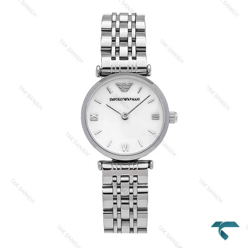 ساعت زنانه امپریو آرمانی مینی نقره ای صفحه سفید خطی Armani-6695-L