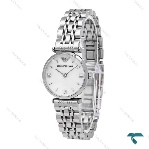 ساعت زنانه امپریو آرمانی مینی نقره ای صفحه سفید خطی Armani-6695-L