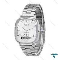 ساعت کاسیو دوزمانه چهارگوش مردانه سیلور صفحه سفید Casio-6711-G