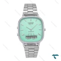 ساعت مردانه کاسیو دوزمانه چهارگوش سیلور صفحه تیفانی Casio-6712-G