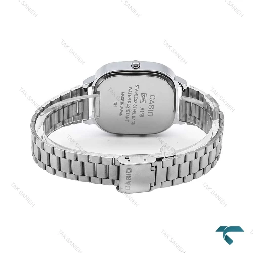 ساعت مردانه کاسیو دوزمانه چهارگوش سیلور صفحه سبز Casio-6713-G