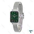 ساعت زنانه DW مستطیلی حصیری سیلور صفحه سبز DW-6714-L