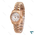 ساعت رولکس زنانه دیت جاست رزگلد صفحه سفید اسمال Rolex-6736-L
