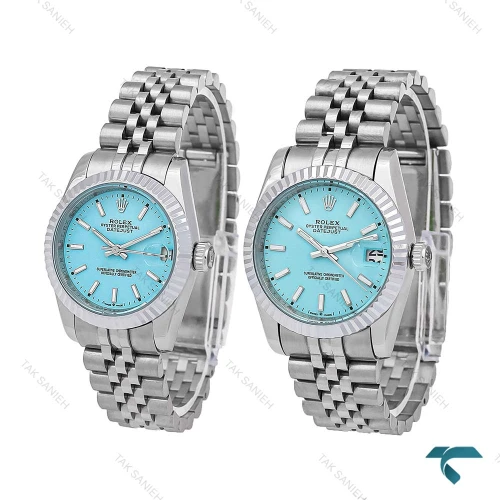 ساعت ست رولکس دیت جاست سیلور صفحه تیفانی خطی Rolex-6741-S