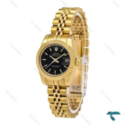 ساعت زنانه رولکس طلایی صفحه مشکی خطی اسمال Rolex-6745-L