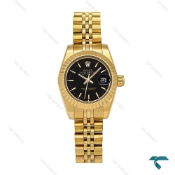 ساعت زنانه رولکس طلایی صفحه مشکی خطی اسمال Rolex-6745-L