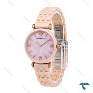 ساعت زنانه امپریو آرمانی صورتی سرامیکی ایندکس خط Armani-6757-L