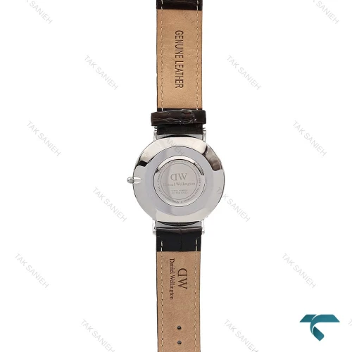ساعت دنیل ولینگتون مردانه سیلور سفید بند چرم قهوه ای DW-6759-G