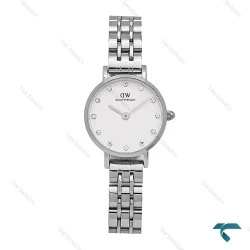 ساعت DW زنانه مینی گرد سیلور سفید ایندکس نگین DW-6761-L