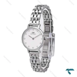 ساعت DW زنانه مینی گرد سیلور سفید ایندکس نگین DW-6761-L