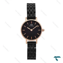 ساعت مچی DW زنانه مینی گرد رزگلد بند مشکی DW-6764-L