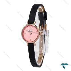 ساعت دنیل ولینگتون زنانه مینی گرد بند چرم صفحه صورتی DW-6767-L