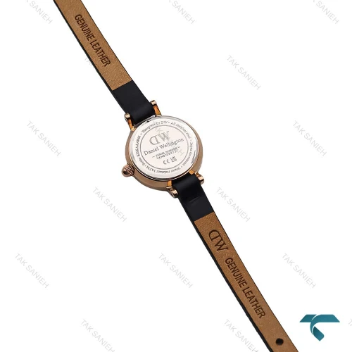 ساعت زنانه دنیل ولینگتون مینی گرد رزگلد بند چرم صفحه نباتی DW-6768-L