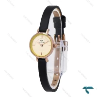 ساعت زنانه دنیل ولینگتون مینی گرد رزگلد بند چرم صفحه نباتی DW-6768-L