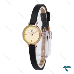 ساعت زنانه دنیل ولینگتون مینی گرد رزگلد بند چرم صفحه نباتی DW-6768-L