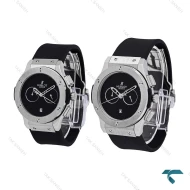 ساعت هابلوت ست مشکی قاب سیلور صفحه مهندسی Hublot-6783-S