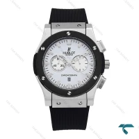 ساعت هابلوت مردانه نقره ای مشکی صفحه سفید Hublot-6794-L