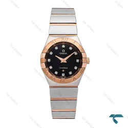 ساعت زنانه امگا کانسلیشن دورنگ رزگلد صفحه مشکی نگینی Omega-6810-L