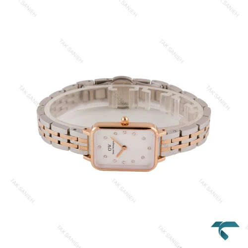 ساعت دنیل ولینگتون زنانه مستطیلی دورنگ رز DW-6819-L