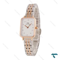 ساعت دنیل ولینگتون زنانه مستطیلی دورنگ رز DW-6819-L