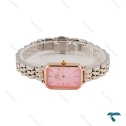 ساعت مچی DW زنانه مستطیلی دورنگ رزگلد صفحه صورتی DW-6820-L
