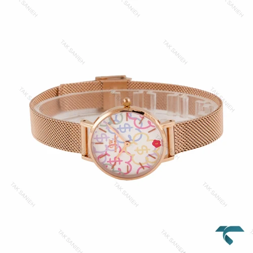 ساعت دنیل ولینگتون زنانه گرد حصیری صفحه طرحدار DW-6824-L