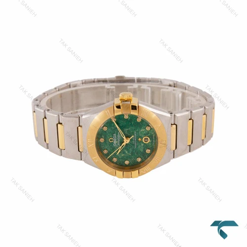 ساعت زنانه امگا کانسلیشن منهتن دورنگ طلایی صفحه سبز Omega-6842-L