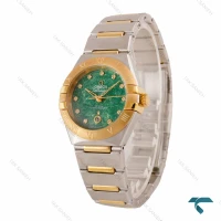 ساعت زنانه امگا کانسلیشن منهتن دورنگ طلایی صفحه سبز Omega-6842-L