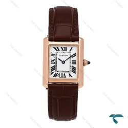 ساعت زنانه کارتیر Tank رزگلد بند چرم قهوه ای اسمال Cartier-6861-L