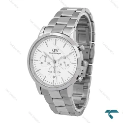 ساعت مردانه DW سه موتوره نقره ای صفحه سفید DW-6866-G