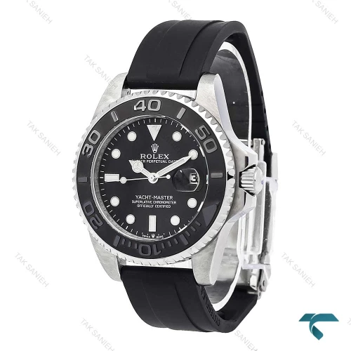 ساعت رولکس مردانه یاخ مستر بند رابر سیلور مشکی Rolex-6885-G